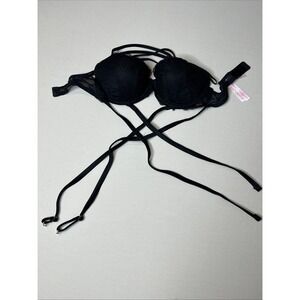 Victoria's Secret PINK Limited Edition Black Padded Date Push Up Bra Size 32C